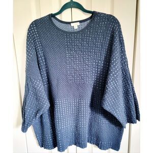 J Jill Sweater Womens Medium Blue Sweatshirt Pure Jill Long Sleeve Pocket Casual